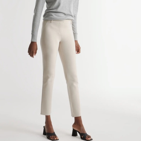 NWT QUINCE Ultra-Stretch Ponte Straight Leg Pants Ecru 3735 - Picture 5 of 11